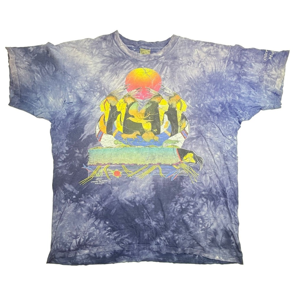 The‎ Mountain Eagle Native American Tie Dye T-Shirt 1998 XL Blue Vintage